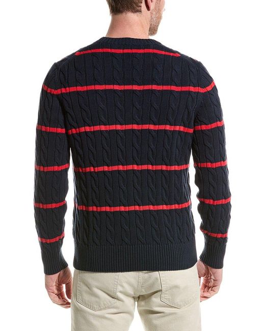 Brooks Brothers Blue Thin Stripe Crewneck Sweater for men