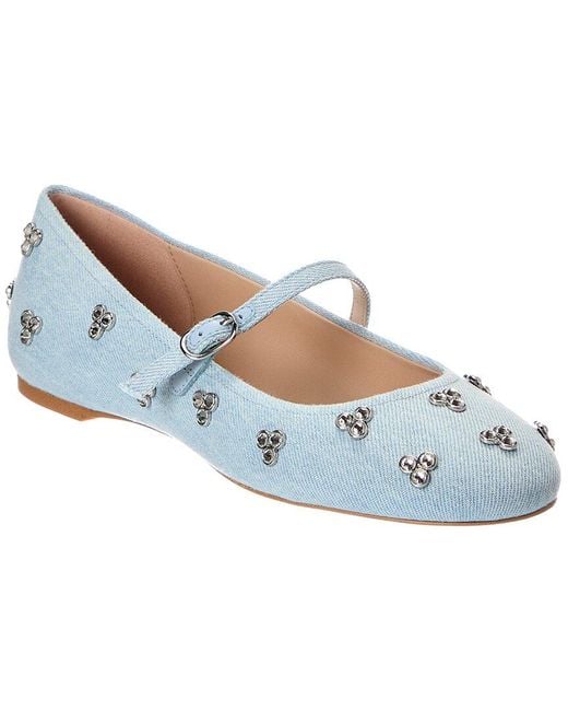 Stuart Weitzman Blue Tammy Denim Mary Jane Ballet Flat