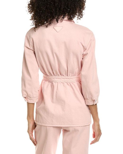 Prada Pink Gathered Denim Jacket