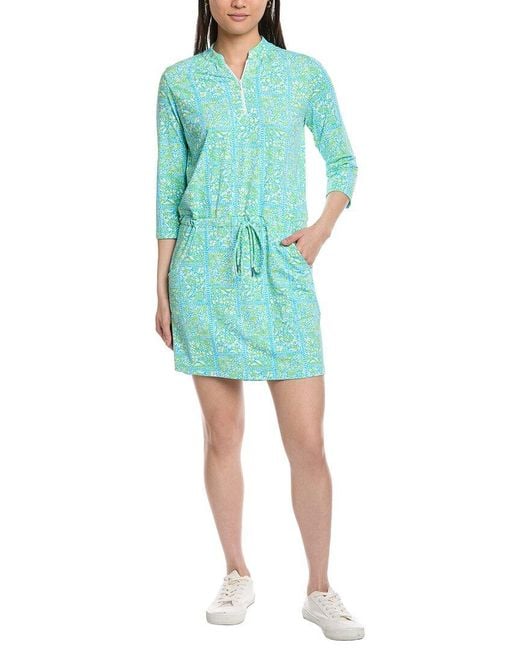 IBKUL Blue 3/4-Sleeve Drawstring Dress