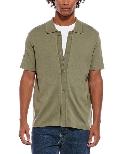 Vince Green Jacquard Knit Button Shirt for men