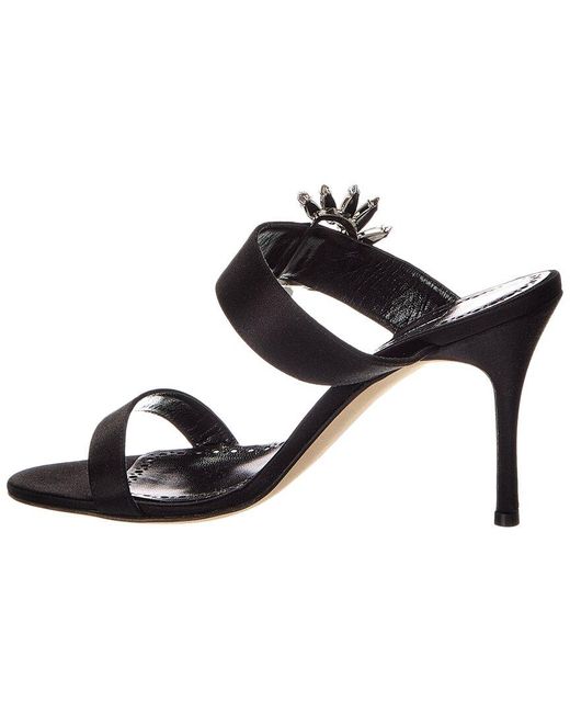 Manolo Blahnik Black Chivela 90 Satin Sandal