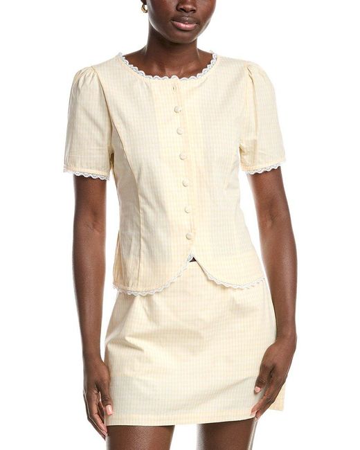 French Connection Natural Lace Trim Blouse