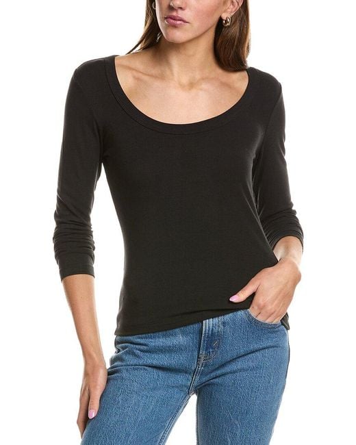 Z Supply Black Second Skin Scoop Neck Top