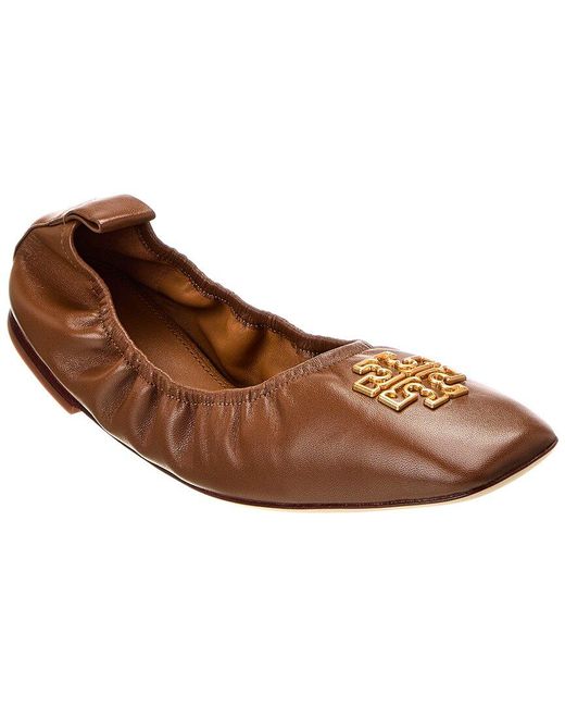 Tory Burch Brown Britten Leather Ballet Flat