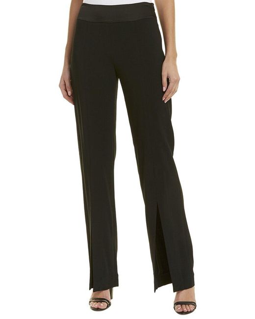 Jonathan Simkhai Black Satin Combo Front Slit Pant