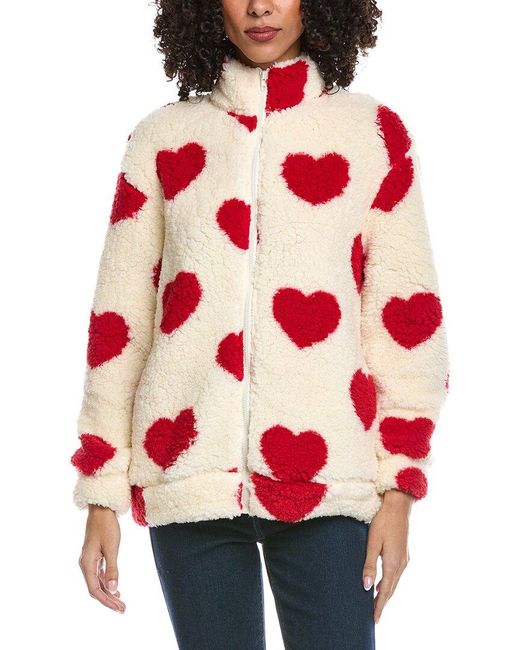 Madison Miles Red Fleece Zip Cardigan