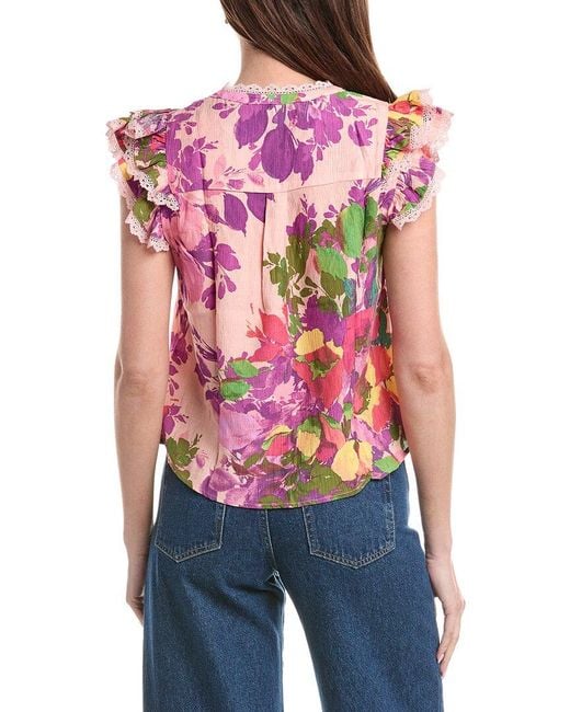 Nicole Miller Pink Printed Top