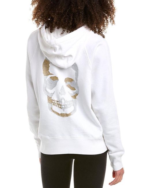 Zadig & Voltaire White Clipper Camo Skull Embroidery Hoodie