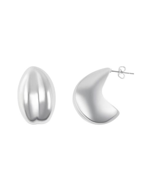 Adornia White Plated Puff Hoops