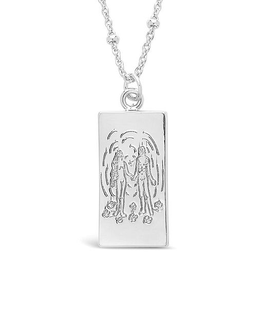 Sterling Forever White The Lovers Tarot Card Necklace