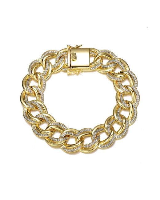 Rachel Glauber Metallic 14k Plated Cz Link Chain Bracelet