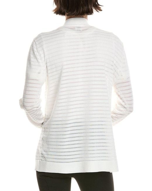 Anne Klein White Sheer Stripe Cardigan