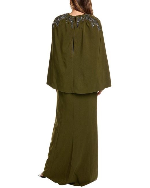 Marchesa Green Crepe Maxi Dress