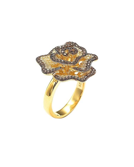 Suzy Levian CZ Jewelry Metallic Suzy Levian Plated Cz Flower Ring