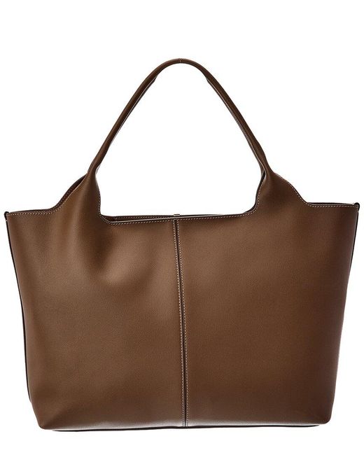 Tod's Brown Logo Medium Leather Tote
