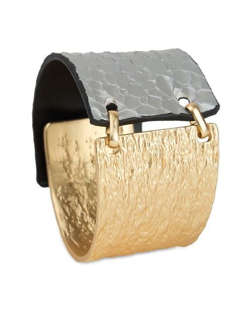 Saachi White Textured Leather Bracelet