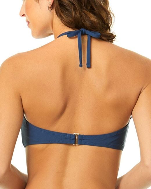 Cece Blue Contrast Ruffle Halter Top