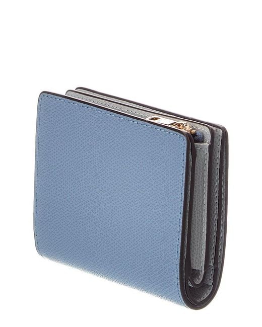 Furla Blue Camelia Leather Compact Wallet