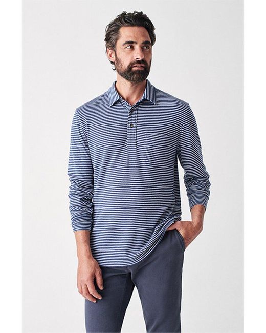 Faherty Brand Blue Cloud Striped Polo Shirt for men