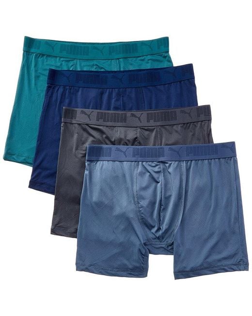 PUMA Blue Set Of 4 Mesh Boxer Brief for men