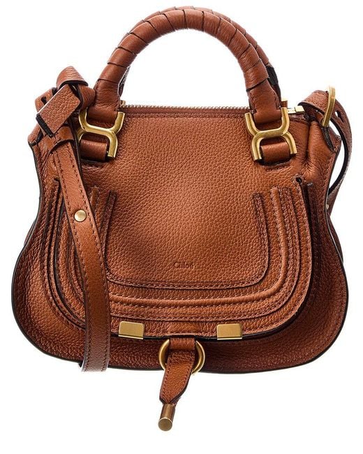 Chloé Brown Marcie Mini Double Carry Leather Shoulder Bag