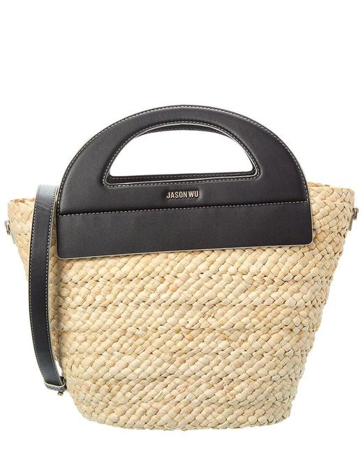 Jason Wu Blue Straw & Leather Bucket Bag