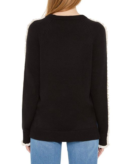 NIC+ZOE Black Petite Ruffled Down Sweater