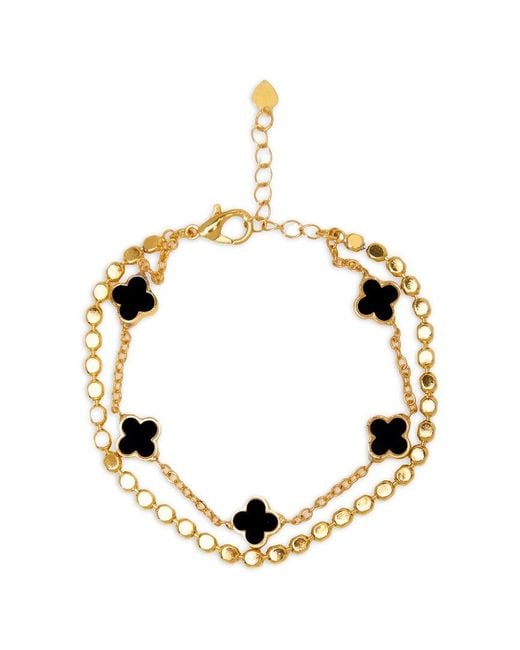 Saachi Metallic Multi Clover Charm Bracelet