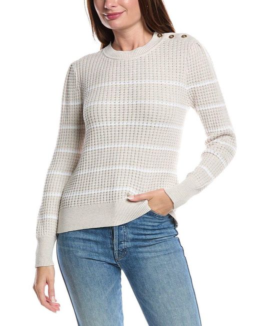 Forte White Waffle Knit Sweater