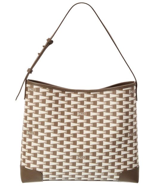 Bally Natural Logo Pennant Leather Hobo
