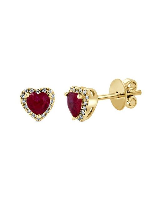 Sabrina Designs Multicolor 14k 1.01 Ct. Tw. Diamond & Emerald Heart Studs