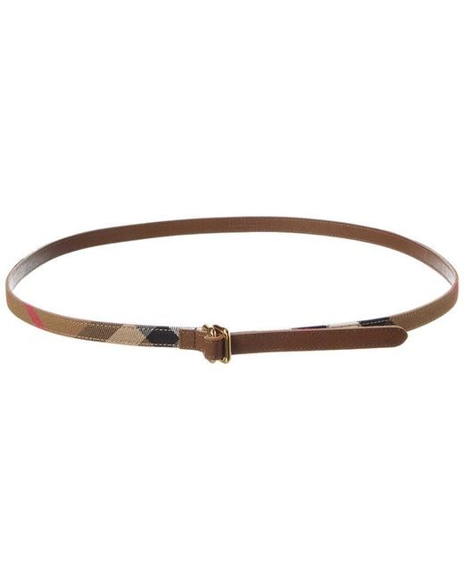 Burberry White Check Canvas & Leather Belt