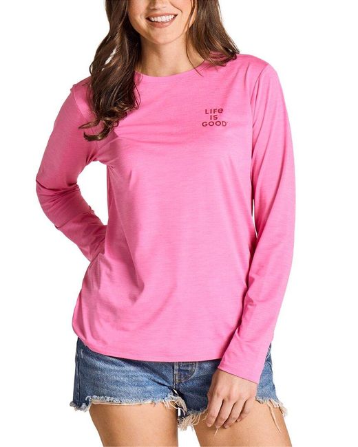 Life Is Good. Pink Long Sleeve Sun Crusher T-Shirt