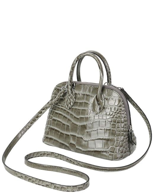 Tiffany & Fred Paris Metallic Mini Croc-Embossed Leather Satchel