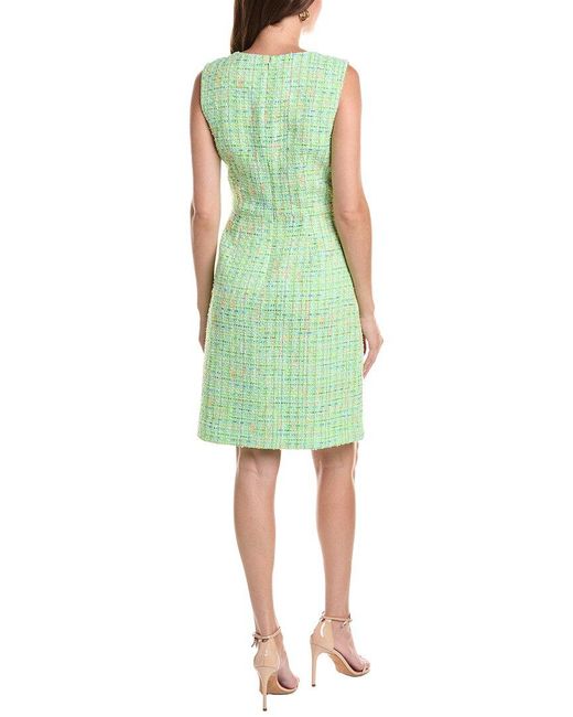St. John Green Sleeveless Scoop Neck Dress