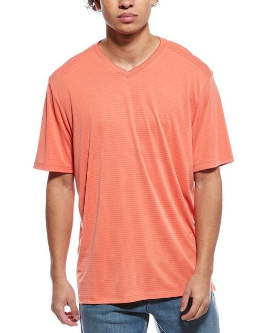 Tommy Bahama Orange Bay Stripe V-Neck T-Shirt for men