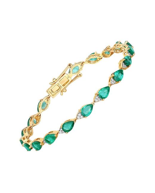 Diana M Metallic Fine Jewelry 18k 6.91 Ct. Tw. Diamond & Emerald Bracelet