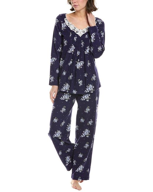 Carole Hochman Blue 2Pc Pajama Pant Set