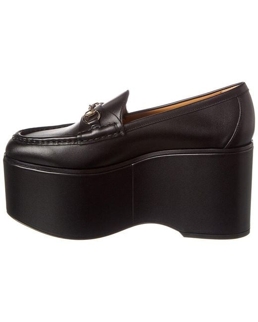 Gucci Black Horsebit Leather Platform Loafer