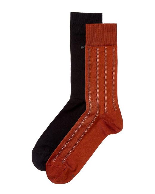 Boss Brown 2Pk Pinstripe Socks for men