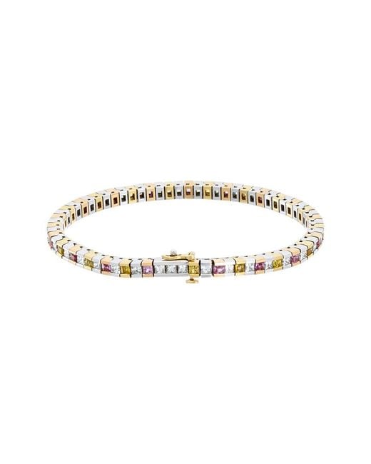 Diana M Metallic Fine Jewelry 18k Tri-tone 9.27 Ct. Tw. Diamond & Sapphire Tennis Bracelet