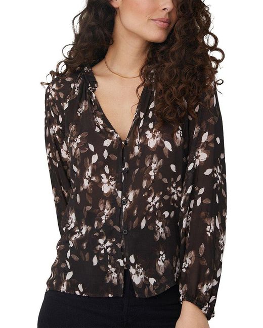 Bella Dahl Black Raglan Ruffle Neck Blouse