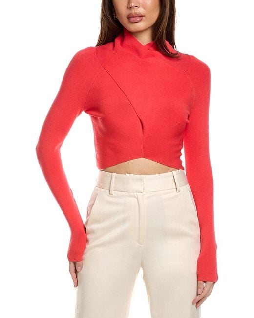 Reiss Red Elsie Crop Knit Top