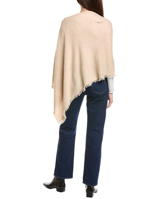 Amicale Cashmere Natural Fringe Jersey Asymmetrical Cashmere Poncho