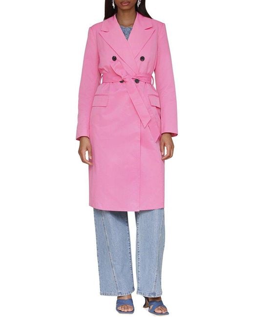 Avec Les Filles Pink Double-Breasted Duster Coat
