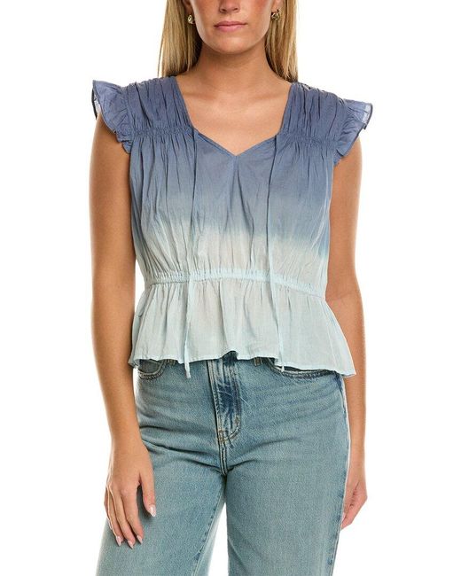 Velvet By Graham & Spencer Blue Kaia Sleeveless Woven Top