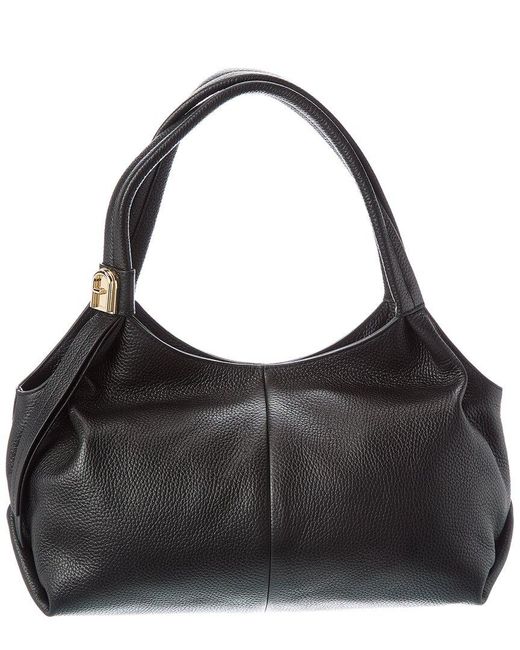 Furla Black Planeta Leather Hobo Bag
