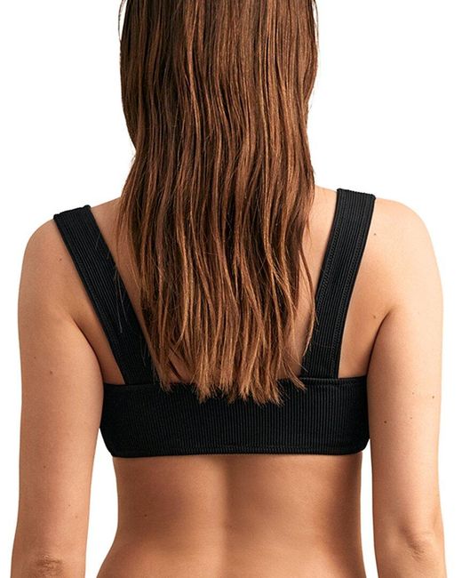 Reiss Black Dee Textured Bikini Top