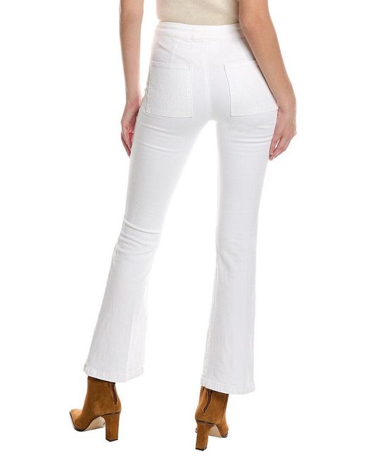 Mother White Denim The Lace-up High-waist Weekender Totally Innocent Flare Jean